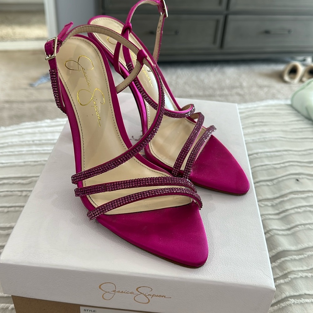 Jessica Simpson Pink Satin High Heel Sandals